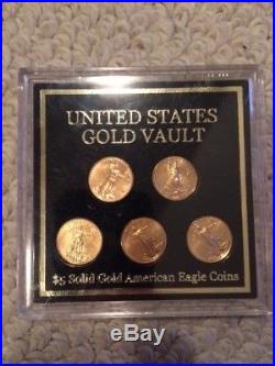 Solid Gold American Eagle $5 Coins Set Of 5 United States Gold Vault | Gold American Eagle