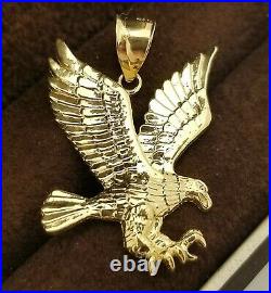 10K Yellow Gold American Eagle Pendant Charm Diamond Cut Eagle Charm