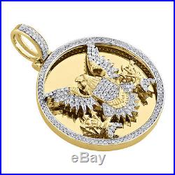 10K Yellow Gold Diamond Medallion Seal of President American Eagle Pendant. 40Ct
