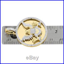 10K Yellow Gold Diamond Medallion Seal of President American Eagle Pendant. 40Ct