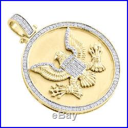 10K Yellow Gold Diamond Seal of US President American Eagle Pendant Charm 3/4 CT