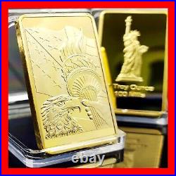 10 x 1 OZ Coin Ounce. 999 Fine Gold Clad Plated Bar USA American Eagle Liberty