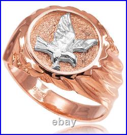 10k Solid Rose Gold American Eagle Men's Ring
