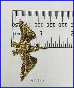 10k Yellow Gold Solid Diamond Cut American Eagle Charm Pendant 2 3.78g 50mm