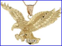 10k or 14k Real Yellow Gold 2.7cm Large American Eagle Pride Charm Pendant