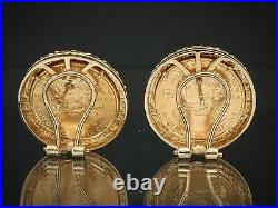 12mm Coin Estate American Eagle Without Stone Earrings 14k Yellow Gold Plated