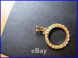 14K GOLD ROPE COIN BEZEL for 1/4 Oz Gold American Eagle COIN IS NOT INCLUDED
