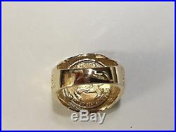 14K Gold Men's 22 MM NUGGET COIN RING with a 22 K 1/10 OZ AMERICAN EAGLE COIN