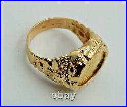 14K Gold Men's Nugget COIN Ring with a 22 K 1/10 OZ AMERICAN EAGLE COIN (675)