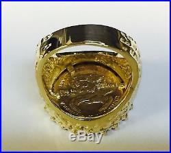14K Gold Mens 22MM COIN RING with a 22K 1/10 OZ AMERICAN EAGLE COIN WITH 5/8TCW