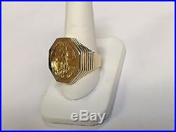 14K Gold Mens 25MM COIN RING with a 22K 1/4 OZ AMERICAN EAGLE COIN