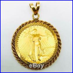 14K Rope Bezel Pendant of 1988 American Eagle 1/4 oz Gold $10 Coin