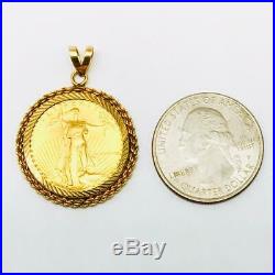 14K Rope Bezel Pendant of 1988 American Eagle 1/4 oz Gold $10 Coin