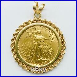 14K Rope Bezel Pendant of 1995 American Eagle 1/4 oz Gold $10 Coin