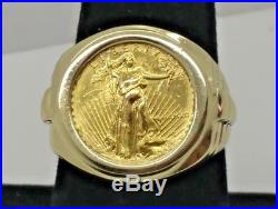 14K Yellow Gold 1/10 1990 Gold American Eagle Coin Ring Size 10 12.6 Grams ST1