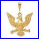 14K Yellow Gold American Eagle Patriotic Symbol Charm Pendant 1.14 Inch