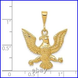 14K Yellow Gold American Eagle Patriotic Symbol Charm Pendant 1.14 Inch