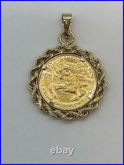 14K Yellow Gold Bezel 1/10oz American Eagle Coin Pendant 4.6g (KS1014729)