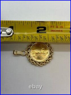 14K Yellow Gold Bezel 1/10oz American Eagle Coin Pendant 4.6g (KS1014729)