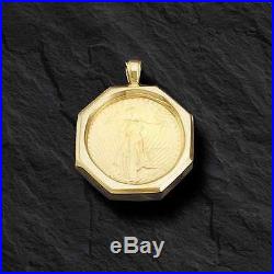 14K Yellow Gold Coin Pendant Mounting only for 1 OZ US American Eagle Coin