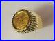 14K Yellow Gold Men’s 21 MM COIN RING with a 22 K 1/0 OZ AMERICAN EAGLE COIN
