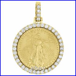 14K Yellow Gold Over American Eagle Liberty Diamond Mounting Pendant 0.63 CT