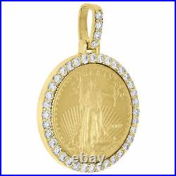 14K Yellow Gold Over American Eagle Liberty Diamond Mounting Pendant 0.63 CT