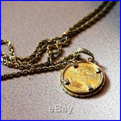 14k 20 Diamond Cut Solid Gold Rope Necklace with American Eagle Pendant
