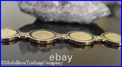 14k 22k Gold 1997 (6) Liberty American Eagle $5 Coin Bracelet with Onyx 37.8 grams