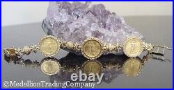 14k 22k Gold 2000 Liberty American Eagle $5 Coin Greek Key Fleur di Lis Bracelet