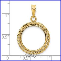 14k Yellow Gold 1/10oz American Eagle Coin 16.5mm Twisted Wire Prong Coin Bezel