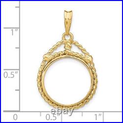 14k Yellow Gold 1/10oz American Eagle Coin Western Rope 16.5mm Prong Coin Bezel