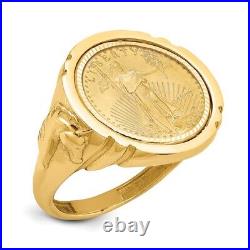 14k Yellow Gold 1/10oz American Eagle Diamond-Cut Coin Ring CR5D/10AEC