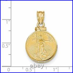 14k Yellow Gold 1/10th oz Mounted American Eagle Screw Top Coin Pendant BA10/10A