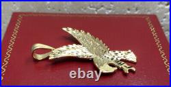14k Yellow Gold Diamond Cut Bald Eagle Bird Charm Men's Unisex Pendant 1.25