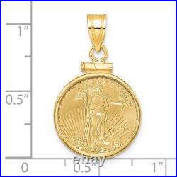 14k Yellow Gold Mounted 1/10oz American Eagle Screw Top Coin Bezel Pendant