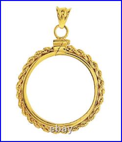 14k Yellow Gold Screw top 25.00 Dollar 1/2 Oz American Eagle Rope Coin Bezel