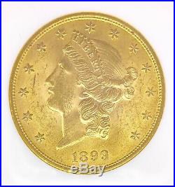 1899 $20 American Gold Double Eagle Liberty Head MS63 High Grade NGC CAC Coin