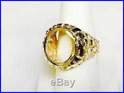 18K Gold 22 MM NUGGET COIN RING for a 1/10 OZ AMERICAN EAGLE COIN -Mount only