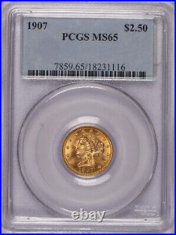 1907 Gold Liberty Head $2.50 PCGS MS65