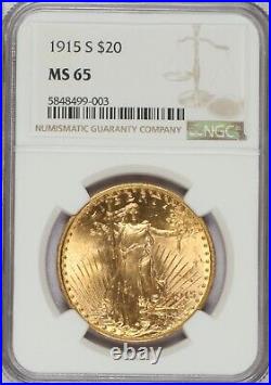 1915-S Gold St. Gaudens Double Eagle $20 NGC MS65