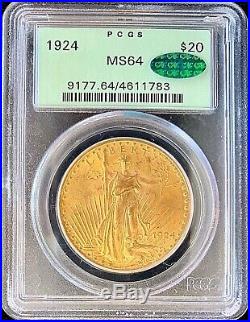 1924 $20 American Gold Double Eagle Saint Gaudens MS64 PCGS Certified CAC