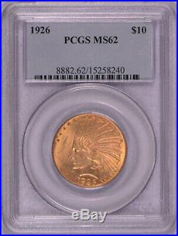 1926 $10 American Gold Eagle Indian Head MS62 PCGS Free shipping