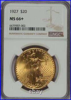 1927 $20 NGC MS 66+ Double Eagle. Ultra Gem quality