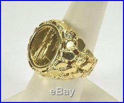 1986 1/10 Oz Gold American Eagle Coin in 14k Yellow Gold Nugget Ring Size 7