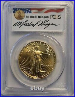 1986 1 oz Gold American Eagle $50 PCGS MS69 Michael Reagan Reagan Legacy Series