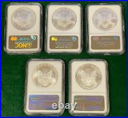 1986 2010 $1 American Silver Eagle Ngc Gold Label Ms69 Set 25 Coins