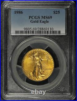 1986 $25 American Gold Eagle 1/2 oz PCGS MS-69