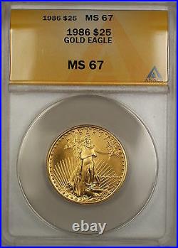 1986 $25 American Gold Eagle Coin AGE 1/2 Oz ANACS MS-67 GEM SB