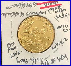 1986 $25 Dollar American gold Eagle 1/2 oz AGW. 999 GOLD-SELLING WELL BELOW LIST